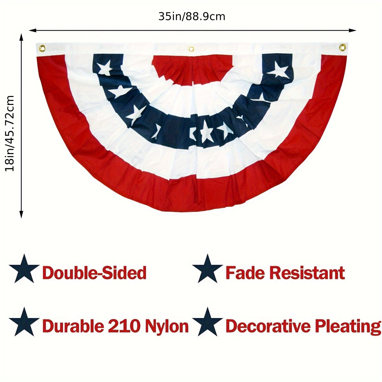 6PCS USA Patriotic Pleated Fan Flag - 3 x1.5 Ft American US Flag Bunting Banner Patriotic Bunting Flag Stars and Stripes Flag Bunting for Memorial Day The 4th of July and Labour Day (18INx35IN)