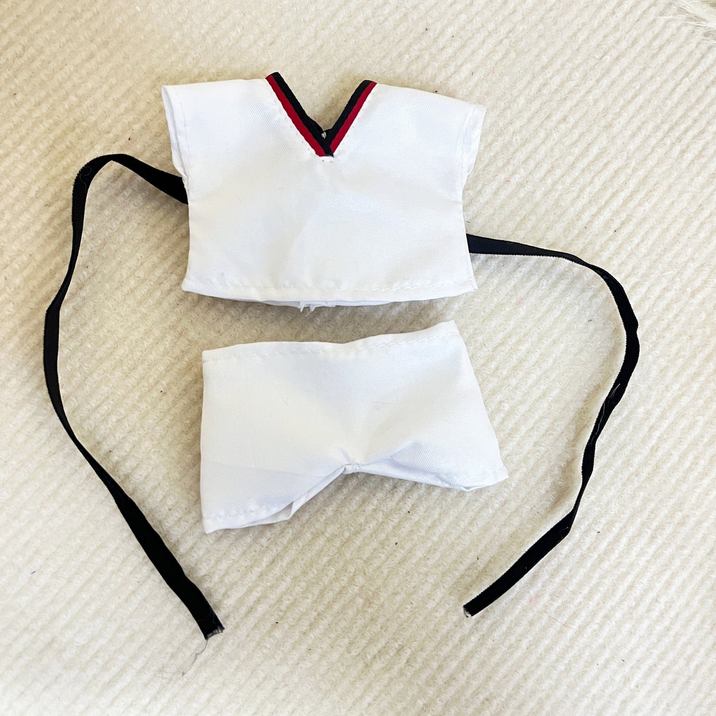 6.69inch Labubu Doll Clothesable LABUBU Hanging Ornament Wearable with Replacement Sports Casual Suit Black Belt Taekwondo Dress 3pcs Set: Clothes + Pants + Belt (Excluding Doll)