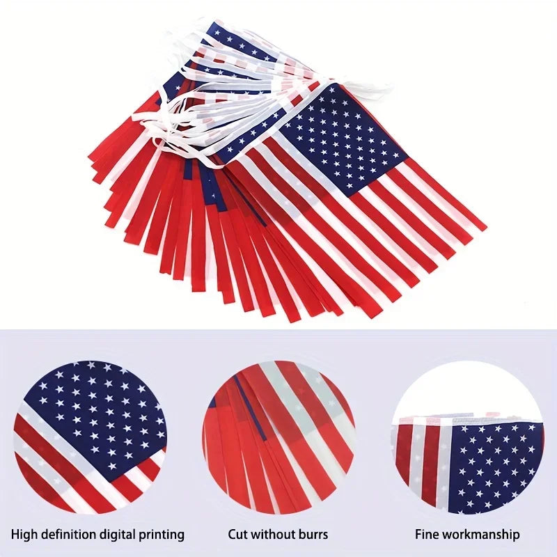 24pcs/set US American String Flag Banner for Patriotic Events 4th of July Independence Day Supplies Sport Bar Bunting Decor
