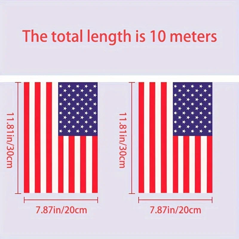 24pcs/set US American String Flag Banner for Patriotic Events 4th of July Independence Day Supplies Sport Bar Bunting Decor