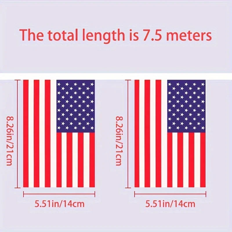 24pcs/set US American String Flag Banner for Patriotic Events 4th of July Independence Day Supplies Sport Bar Bunting Decor