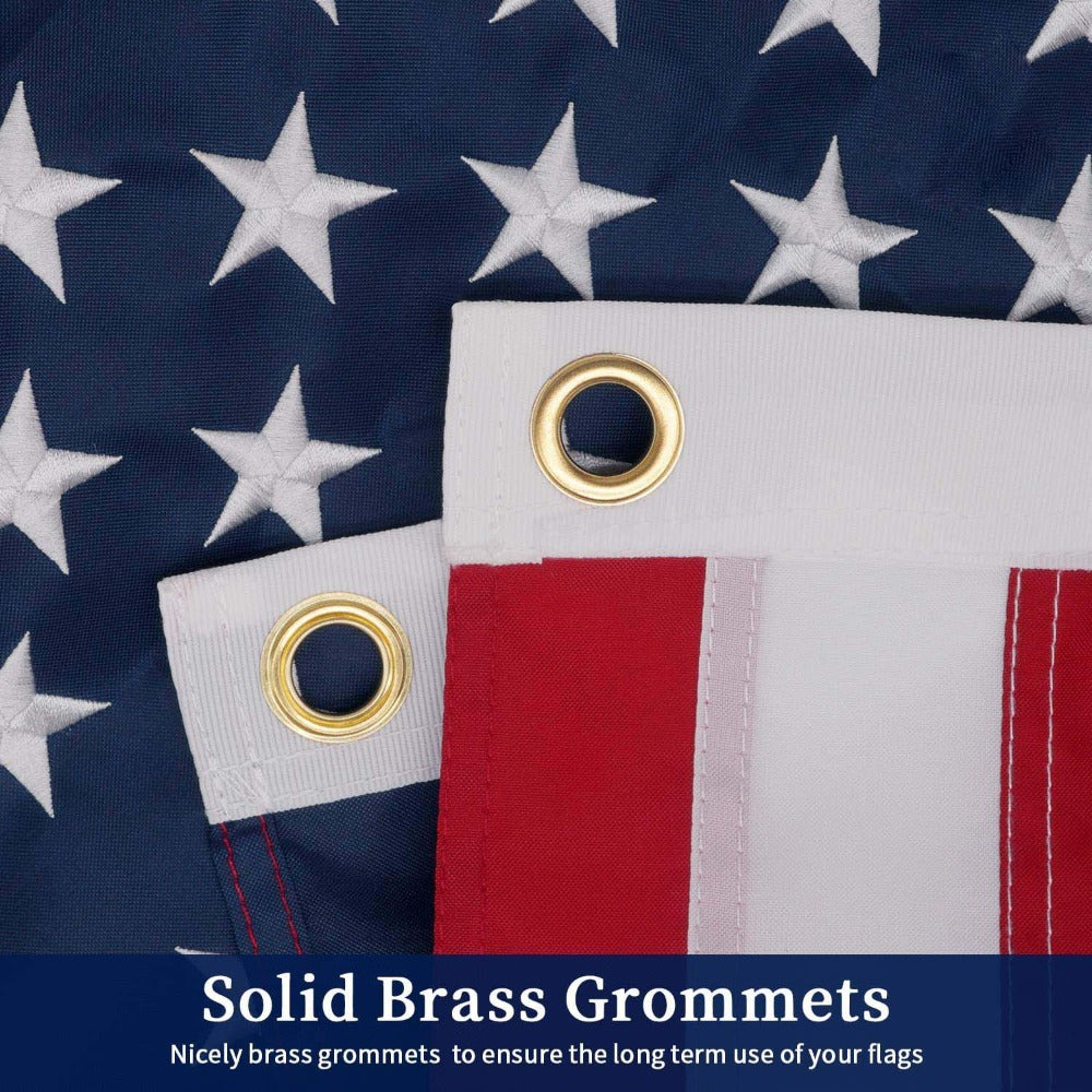 3X5ft American Flag - Embroidered Stars and Sewn Stripes, Weathering Outdoor Fabric with Copper Ring Buckle, Outdoor American Flag for Gardens, Yards, Patriotic Decorations