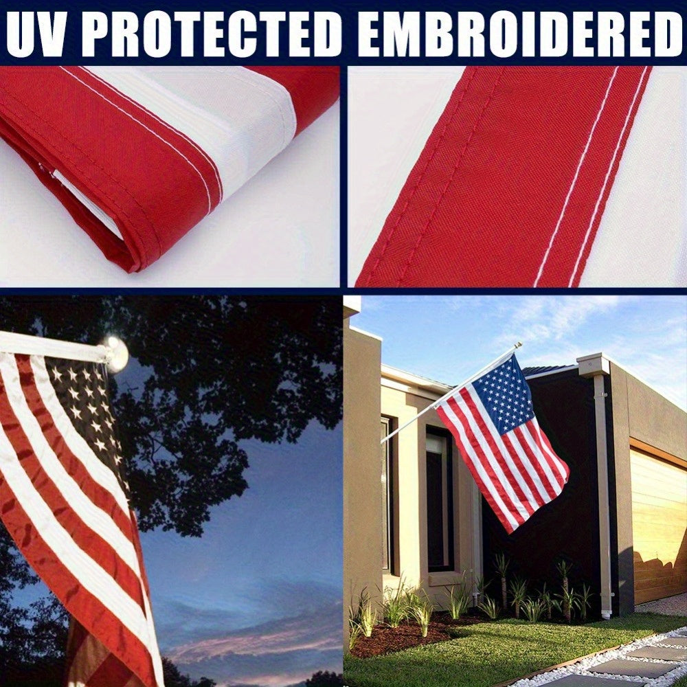 3X5ft American Flag - Embroidered Stars and Sewn Stripes, Weathering Outdoor Fabric with Copper Ring Buckle, Outdoor American Flag for Gardens, Yards, Patriotic Decorations