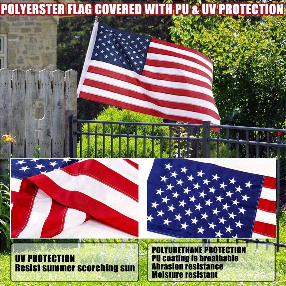 3X5ft American Flag - Embroidered Stars and Sewn Stripes, Weathering Outdoor Fabric with Copper Ring Buckle, Outdoor American Flag for Gardens, Yards, Patriotic Decorations