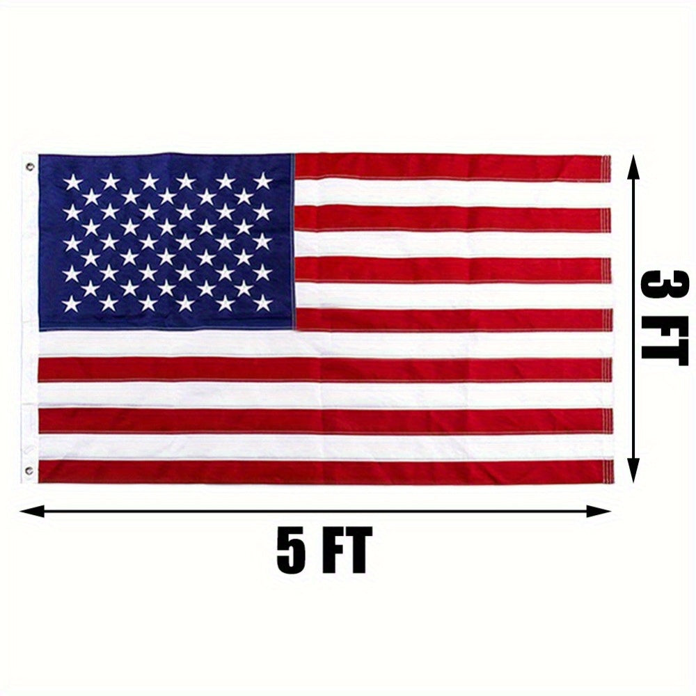 3X5ft American Flag - Embroidered Stars and Sewn Stripes, Weathering Outdoor Fabric with Copper Ring Buckle, Outdoor American Flag for Gardens, Yards, Patriotic Decorations