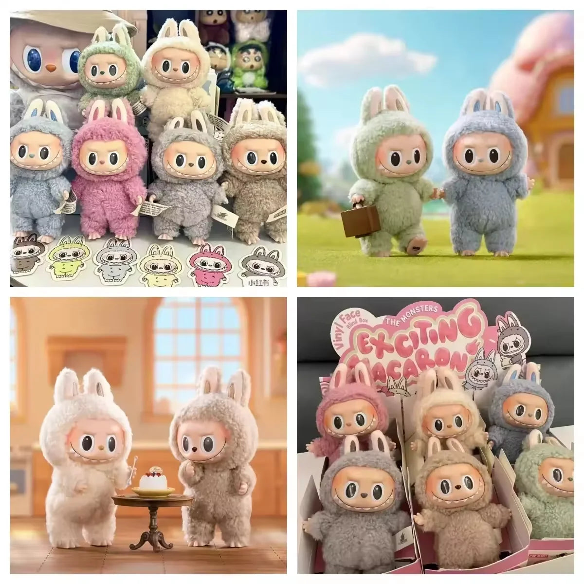 For Labubu Blind Box Anime Figure Have A Seat Series Pendant Flocking Doll Model Toy Monster Replica Keychain Toy Birthday Gift