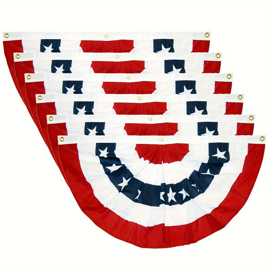 6PCS USA Patriotic Pleated Fan Flag - 3 x1.5 Ft American US Flag Bunting Banner Patriotic Bunting Flag Stars and Stripes Flag Bunting for Memorial Day The 4th of July and Labour Day (18INx35IN)